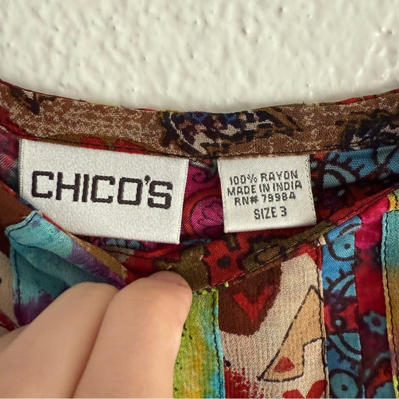 Chico’s Womens Size XL Skirt Patchwork Colorful Boho Abstract Hippie Rayon - Picture 10 of 10